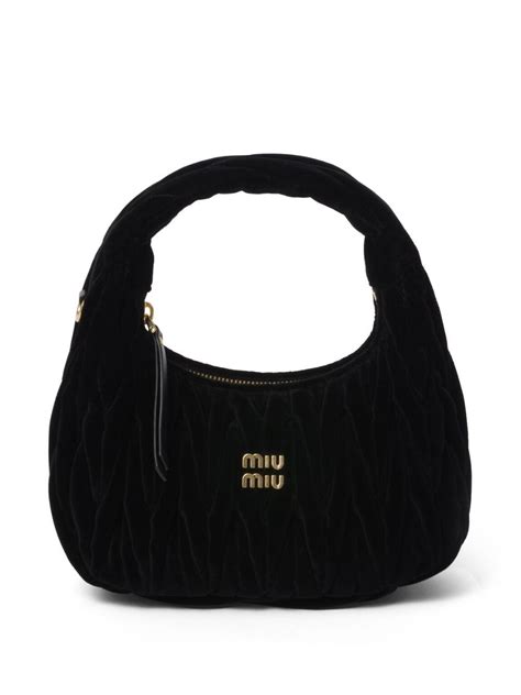 Miu Miu Wander Matelassé Velvet Shoulder Bag